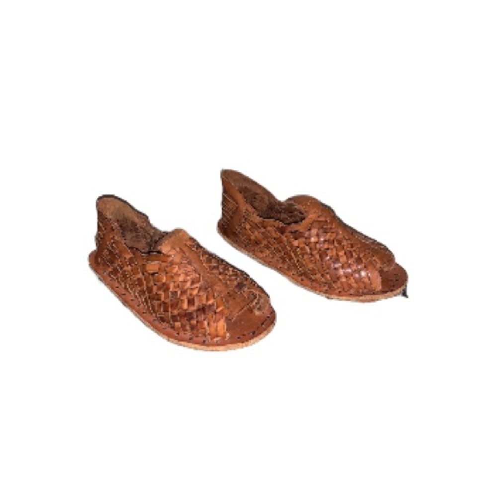 Handmade Boho Cognac Woven Leather Shoes - Women’s Size 6